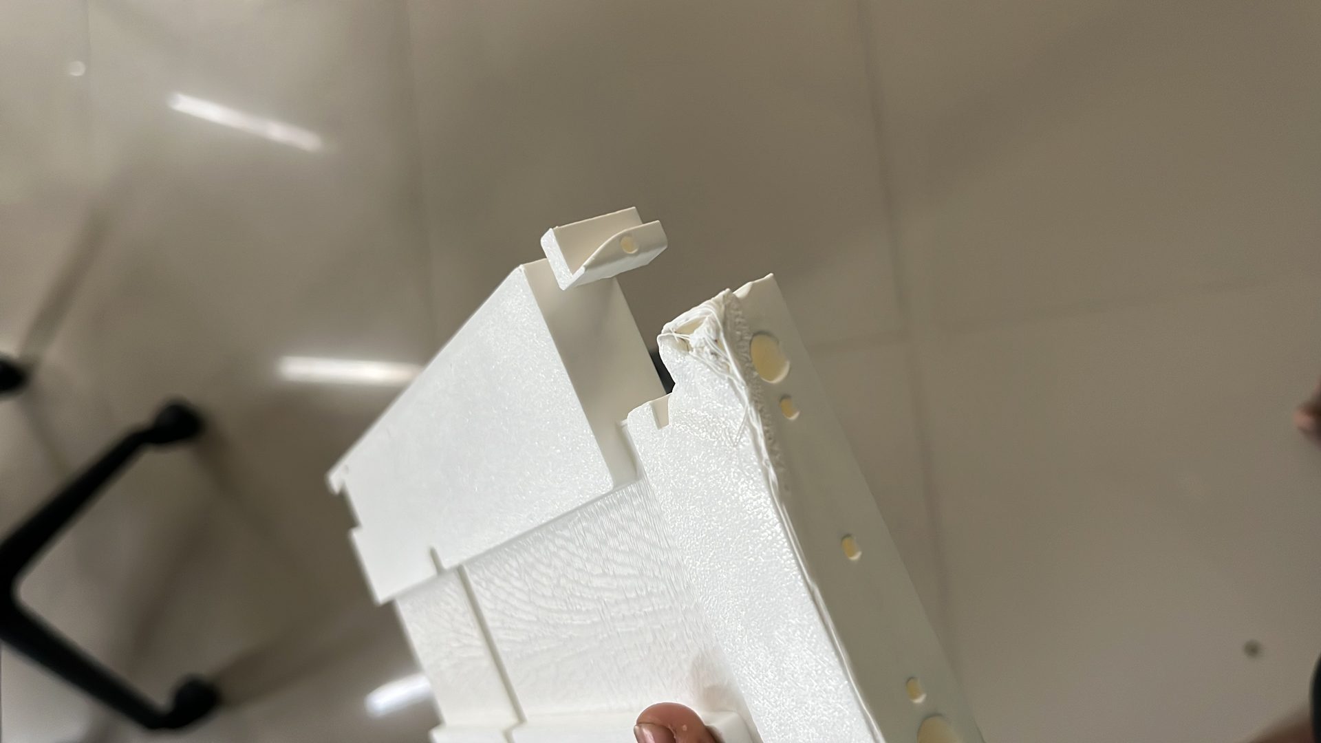 3D printed white enclosure component